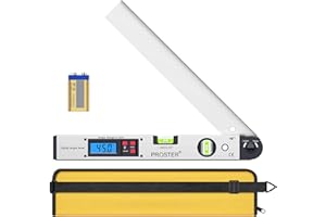Proster Finder di Angolo 0-225° 400mm/16 Pollici con LCD Retroilluminazione Goniometro Livello Digitale con Batteria e Custodia Inclinometro Rilevatore Angoli per Costruzione Ingegneria Lavoro Legno