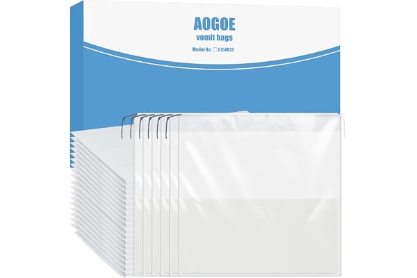 AOGOE Sacs à Vomi Jetables, 36PCS Sac à Vomi étanche 1000mL avec tampons Super absorbants, Absorbants Sacs à vomi Zéro Odeur, Sac Vomissement Voiture, Sac Vomitoire Enceintes pour Enfant et Adulte