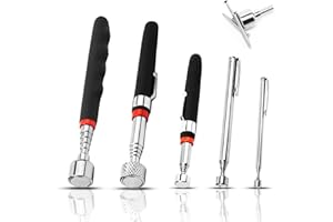 PHMNZIP Zestaw 5 magnesów Zestaw Teleskopowych Prętów Wysuwany Magnes Podnośnik Teleskopowy Pręt magnetyczny Magnes do Podnoszenia ze Stali Nierdzewnej Narzędzie 1.5 LB 3 LB 10 LB 15 LB 20 LB