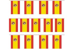 Guirlande de fanion Trixes - Avec 12 drapeaux rectangulaires de l'Espagne - Pour les célébrations nationales et les événements sportifs
