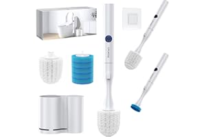 Elektrische Toilettenbürste, Redagod Klobürste Wandmontage mit Doppelter Fasslagerung und Auswechselbarem Bürstenkopf mit 5 Austauschbaren Einweg-Reinigungspads mit Spritzschutz Reinigung der Toilette