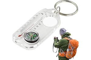 GENERIC Compass Navigation, Survival Thermometers Keychain, Small Compass and Thermometers Keychain, for Hiking, Map Reading and Navigation