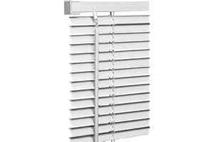 My Home Store PVC Blinds Window Venetian - Easy Fit Trimmable Fittings Window Treatment Shutter Twist Open Close (White-PVC, 120cm wide (47.2") x 150cm Drop)