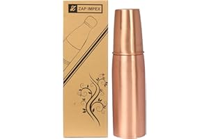 ZAP IMPEX Wasserflasche aus reinem Kupfer, auslaufsichere Glasflasche für ayurvedische Gesundheitsvorteile, Spa, Yoga, Wandern, 900 ml