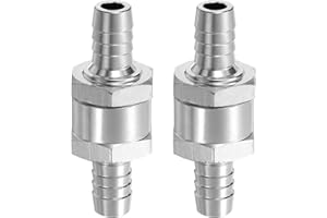 Bestgle 2pcs 10mm One-Way Fuel Check Valve, Aluminium Non-Return Valve for Petrol, Diesel, Oil & Water, Chrome Carburettor Valve for Car, Motorcycle, Marine & Low Pressure Systems