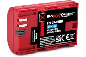 Baxxtar Pro LP-E6NH Akumulator do aparatu (2600 mAh) Kompatybilny z Canon R5 R5c R6 R6II R7 itp.