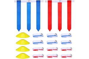 Vorcool - 16 pièces drapeaux football 12 sangles et 4 cônes accessoires entraînement football pour joueur de foot