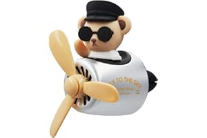 FLIRTARE Car Interior Diffuser Bear Pilot Retro Airplane Reusable Personalised Car Air Freshener with Aroma Fragrance Air Outlet Vent Accessories (Light)