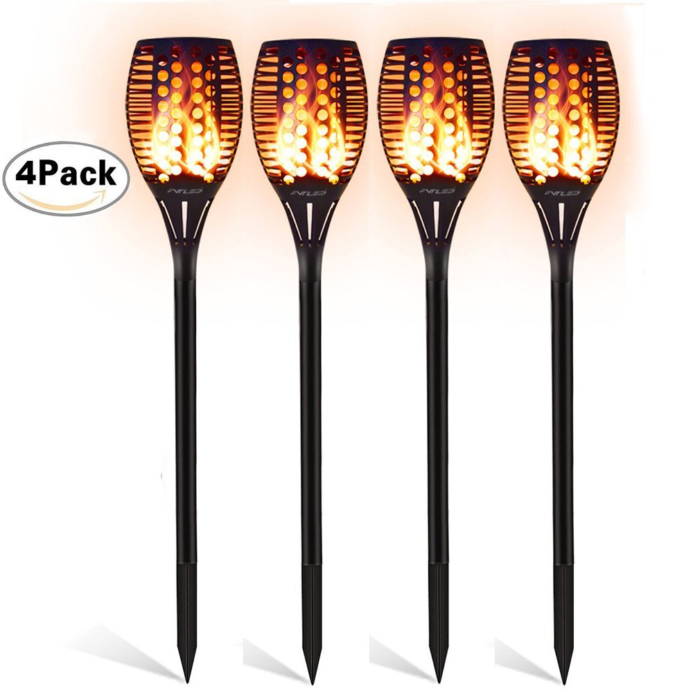 FVTLED Garten Licht, Garten Fackeln 96 LED Bis Dawn Automatische Ein/Aus(Licht Sensor), spotlight Gartenleuchte licht garten beleuchtung soalr spotlight Außen warmlicht Wasserdicht IP65