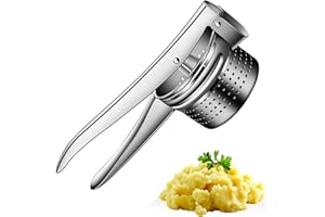 AEX Potato Ricer Heavy Duty Stainless Steel Potato Puree Masher Lemon Juicer Kitchen Cooking Mashers for Fluffy Mashed Potatoes Dishwasher Safe Silver