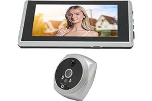 KAKAKE Spioncino Digitale, Angolo di Visione a 135 Gradi Visione Notturna a Colori Funzione di Rilevamento dell'Ambiente Schermo 1080P Spioncino per la Casa(d'Argento)