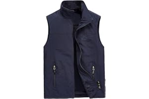 Vivikivi Men’s Lightweight Gilet Casual Vest Waistcoat Quick-drying Outerwear Gilet for Men Sleeveless Jacket with Pockets for Outdoor Fishing Photography Travel