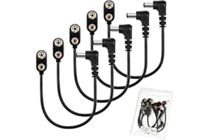 Chanzon UL-Draht 9V Batterie Stromversorgung Clip mit 2,1mm x 5,5mm Rechter Winkel Männlicher DC Anschlussstecker Adapter Connector I-Art Kunststoffhalter 5er Pack Set für Arduino LED Streifen