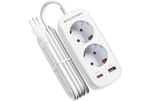 ROOTOMA Adapter Schweiz Deutschland mit PD20W USB Schnellladegerät, Adapter Schweiz, 2-Fach Steckdosenadapter für Schweiz, Jordanien, Madagaskar, Malediven, Liechtenstein, Ruanda, 1,5M Kabel, Typ J