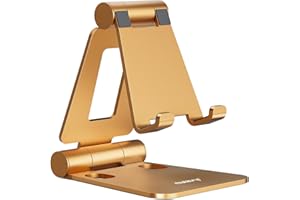 Nulaxy Soporte Plegable Doble para Teléfono, Soporte Plegable Totalmente Ajustable para Teléfono de Escritorio, Compatible con Teléfonos 14, 13, 12, 11 Pro XS XS XR X 8, Todos los Teléfonos - Naranja