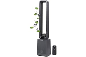 Echos Turmventilator sehr leise Ventilator leise DC Motor Fernbedienung Oszillierend LED-Display 3 Modi 12 Stufen Tower-Ventilator Säulenventilator Standventilator Luftkühler 15h Timer Tower Fan