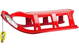 PROSPERPLAST Large clear red TATRA plastic kid sledge with rope