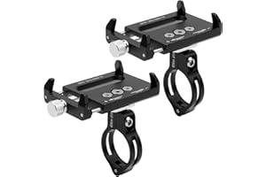 REAQUE Support Téléphone Vélo en Alliage D'aluminium, Universel Support Téléphone Moto, Réglable Porte Phone Velo, GPS Bracket Cradle Support Guidon Téléphone Portable pour 3.5-6.8 Pouces Smartphones (2pcs)