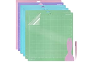 COEWUR 6 Pack Variety Cutting Mat for Cricut Explore One/Air/Air 2/ Maker, 12x12 Inch Adhesive Sticky Cutting Mats with Tweezers Scraper, Durable Non-Slip Plotter Mat