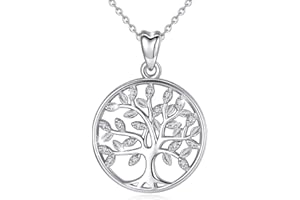 CELESTIA Baum des Lebens Kette, Damen 925 Sterling Silber Lebensbaum Anhänger mit Kette, Schmuck Geschenke für Mutter Tochter Oma Schwester
