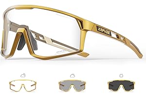 KAPVOE Lunette de Cyclisme Photochromique Homme TR90 Cadre Lunette Vélo VTT Femme Protection UV400 Lunette de Soleil Pour Vélo Course Conduite Running