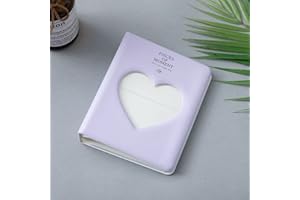 runrayay 3 Pouces Mini Album Photo pour Appareil Photo, Kpop Photocard Binder, 64 Poches Love Heart Hollow Photocard Holder Book, Business Card Book Holder, Photocard Sleeves - Violet
