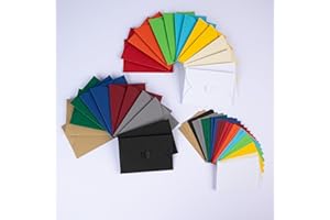 ‎PRESENT FILL PresentFill® 52 Mini Briefumschläge mit Karten – Bunt – Kleine Umschläge Mini mit Herz Verschluss und Blanko Karten aus 100% Recycling Kraftpapier zum Selbst gestalten und beschriften