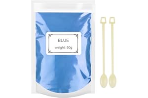 GÉNÉRIQUE Poudre De Mica, 50g Colorant Résine Époxy Métalliqu Pigment Résine Époxy, Pigment de Qualité Cosmétique Naturel, Colorant en pour pour Vernis à ongle, Bombe de bain(Bleu)