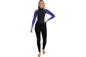 Mountain Warehouse Women's 2.5mm Thickness Full Wetsuit - UPF 50+, Contour Fit, Adjustable Neck, Rubber Panel for Improved Grip - Long Sleeve Spring Summer Wet Suit for Bodyboarding & Surfing