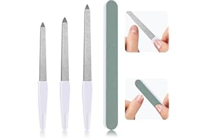 ATOYOGA Kit de 4 Limes à Ongles en Acier Inoxydable, Limes à Double Face Professionnelles, 3 Pcs Lime a Ongles Metal avec Bande de Polissage des Ongles, pour Manucure de Salon et Usage Domestique