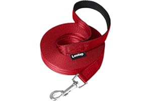 Loutep Training Lead for Dogs -5m (16ft) Red Durable Nylon Long Line Dog Lead with Padded Handle & Heavy - Duty Swivel Hook – Leash for Pet Obedience,