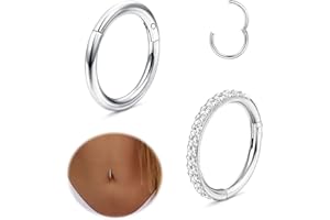 Diamday 2 Pezzi 14G Piercing Ombelico Acciaio Chirurgico per Donna Ombelico Piercings Pendenti Anello Farfalla Cuore Stella Trago Piercings Argento Corpo Piercing Gioielli Oro