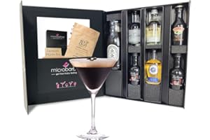 MicroBarBox Espresso Martini Cocktail Gift Set in a Premium Luxury Gift Box | featuring: Four Vodka & Liqueur Espresso Martini Variations | Christmas & Birthday gifts, thank you gifts | 420ml Volume