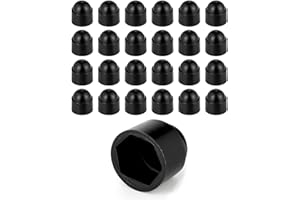 DOJA Barcelona Tapones Hexagonales para Tornillos - Pack 25 de M8 - Color Negro - Fácil Instalación - Tapones Plastico Tornillos Resistentes - Tapas Protectoras Hexagonales, Ajuste Ideal, Estética