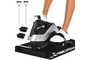 ANCHEER Pédale d'exercice de vélo sous le bureau – Mini pédalier d'exercice pour les jambes et les pieds en position assise pour les personnes âgées, entraîneur portable pour la maison, le bureau, 8 niveaux de résistance avec écrans LCD