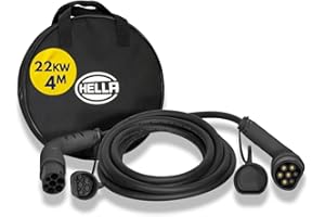 ‎HELLA HELLA 8KE 358 255-021 Typ 2 Ladekabel 22KW für EV Elektroautos und Plug-in Hybrid - 3phasig - 32A - 4 Meter - Mode 3 Ladekabel Elektroauto schwarz