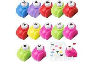GIDWRIY 12 PCS Fustellatrice per Carta Bambini,Mini Punzonatrice per Carta,Perforatrice Scrapbooking,Perforatrici Decorative per Carte,Foratrice per Cartas Forme Diverse,Perforatore Cartas Decorativo