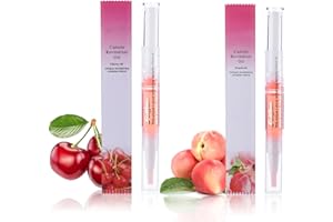 Rosarden Cuticle Oil Pen for Nail Care, Nail Oil Pen with Natural Ingredients Revitalize Pen Gel Manicure Pedicure for woman(Various flavor） (Cherry + Peach), 2 Count (Pack of 1)