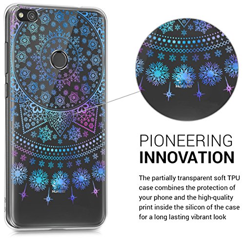 kwmobile Funda para Huawei P8 Lite  2017  - Carcasa Protectora de  TPU  con dise  o con Copos de Nieve en  Azul Rosa Fucsia Transparente 