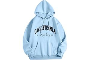 UnoSheng Felpa con cappuccio, da uomo, con stampa, california, tracksuit da uomo, oversize, traspirante, con cappuccio, morbido, confortevole, streetwear, tempo libero, autunno, inverno