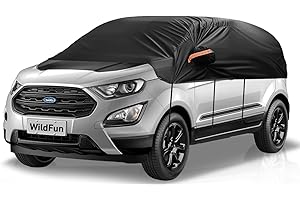 WILDFUN Half Car Cover Waterproof SUV,Outdoor Windproof Front and Rear Windscreen Half Top,Car Windshield Cover,Protect from Snow Ice Frost Sun UV Dust,Breathable Car Covers Fits SUV Length up to 460 cm