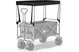 Sadodo Outdoor Folding Cart Cover, Adjustable Sun Shade Canopy for Golf Carts, Beach Carts, Picnic Tables, Waterproof, Canopy Roof with Sticks For 1.5cm pole thickness,Camping Garden