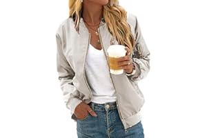 Minetom Damen Bomberjacke Ladies Light Bomber Jacket leichte Fliegerjacke Blouson Pilotenjacke Kurzjacke Damenjacke Herbst Frühling College Jacke