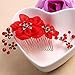 Women’s Decorative Hair Accessory Hair Comb Pin with Red Flowers, Rhinestone Crystals and Beads, for Weddings