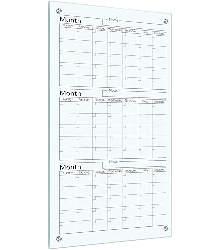 Quartet Magnetic Whiteboard Calendar - 36x24 Inch Glass Dry Erase Board For Home Office Organization