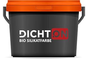 DICHTON ekologisk silikatfärg inuti 10 l vit inre silikatfärg – väggfärg, mineralfärg för betong, gips, gips, grovfiber i badrum, kök, garage – allergineutral, tvättbar, hög täckning D 45 W