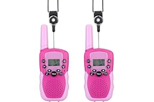 NK Walkie-Talkie per Bambini di 4 5 6 7 8 9 Anni (Batterie Incluse) - Lunga Distanza 3km, Display LED, 22 Canali, Giocattolo per Bambini con Torcia, Regalo di Natale Compleanno, Colore Rosa/Viola