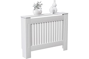 Vida Designs Chelsea Cache-radiateur Moderne à Lattes, MDF Blanc, Moyen