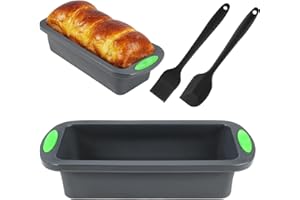 RAIRSKY Stampo Plumcake Silicone, 28x10x6.5cm Stampo Per Plumcake con Pennello e Spatola, Teglia Plumcake Antiaderente, Stampo In Silicone Per Pane per Fare il Pane e il Plumcake, per Forno e Microonde