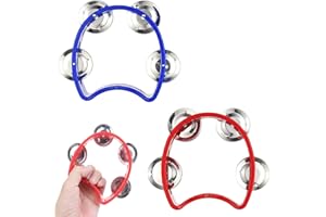 YANGWEN Media Luna Pandereta, 2 Piezas Plástico Mini Media Luna Pandereta Bell Juguetes Musicales, Instrumentos Ritmo Infantil Jardín Infantes Fiestas